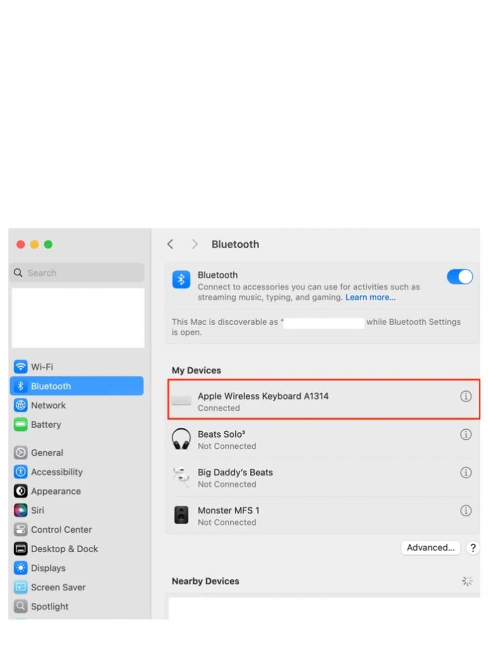 Apple Wireless Bluetooth Silver Keyboard A1314